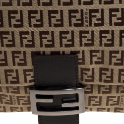 Pre Owned Fendi Brown Zucca Big Mamma Flap Bag