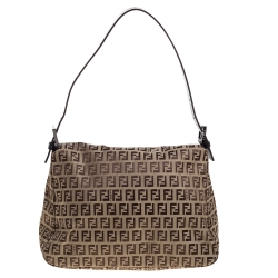 Pre Owned Fendi Brown Zucca Big Mamma Flap Bag