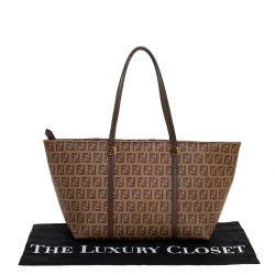 Fendi Brown Zucchino Coated Canvas and Leather Small Tote