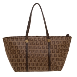 Fendi Brown Zucchino Coated Canvas and Leather Small Tote