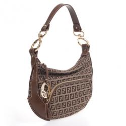 مملوكة مسبقًا Fendi Brown Zucchino Small Hobo Bag