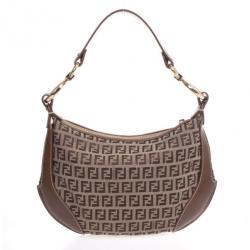 مملوكة مسبقًا Fendi Brown Zucchino Small Hobo Bag