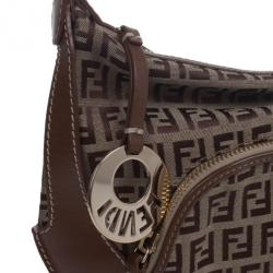 مملوكة مسبقًا Fendi Brown Zucchino Small Hobo Bag