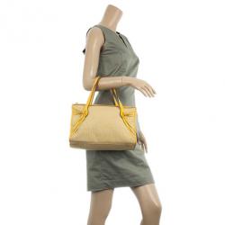 Pre Owned Fendi Yellow And Zucca Canvas Roll Shopper Tote