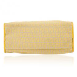 Pre Owned Fendi Yellow And Zucca Canvas Roll Shopper Tote