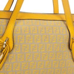 Pre Owned Fendi Yellow And Zucca Canvas Roll Shopper Tote