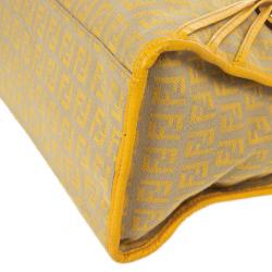 Pre Owned Fendi Yellow And Zucca Canvas Roll Shopper Tote