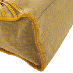 Pre Owned Fendi Yellow And Zucca Canvas Roll Shopper Tote