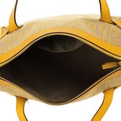 Pre Owned Fendi Yellow And Zucca Canvas Roll Shopper Tote