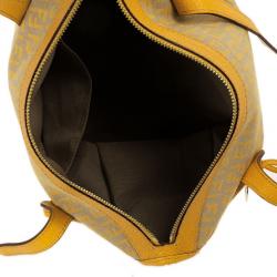 Pre Owned Fendi Yellow And Zucca Canvas Roll Shopper Tote