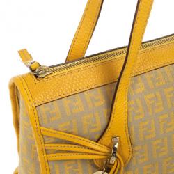 Pre Owned Fendi Yellow And Zucca Canvas Roll Shopper Tote