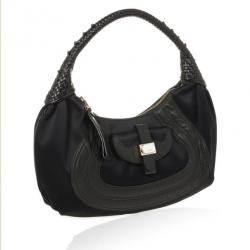 مملوكة مسبقًا Fendi Black Satin Spy Hobo