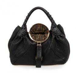 Pre Owned Fendi Black Nappa Leather Spy Bag