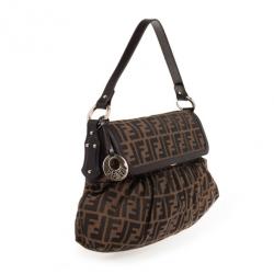 Pre Owned Fendi Brown Grande Borsa Chef Jacquard Bag