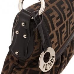 Pre Owned Fendi Brown Grande Borsa Chef Jacquard Bag
