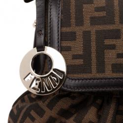 Pre Owned Fendi Brown Grande Borsa Chef Jacquard Bag