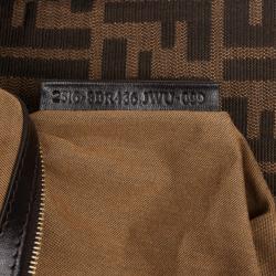 Pre Owned Fendi Brown Grande Borsa Chef Jacquard Bag