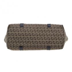 مملوكة مسبقًا حقيبة يد توت فندي زوكشينو كانفاس حلية زينة بني كبيرة