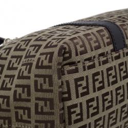 مملوكة مسبقًا حقيبة يد توت فندي زوكشينو كانفاس حلية زينة بني كبيرة