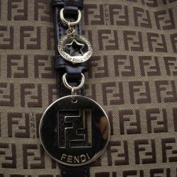 مملوكة مسبقًا حقيبة يد توت فندي زوكشينو كانفاس حلية زينة بني كبيرة