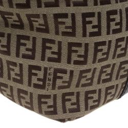 مملوكة مسبقًا حقيبة يد توت فندي زوكشينو كانفاس حلية زينة بني كبيرة