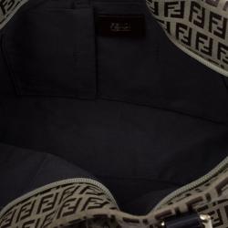 مملوكة مسبقًا حقيبة يد توت فندي زوكشينو كانفاس حلية زينة بني كبيرة