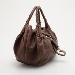 Pre Owned Fendi Brown Corded Leather Spy Satchel