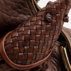 Pre Owned Fendi Brown Corded Leather Spy Satchel