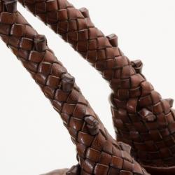 Pre Owned Fendi Brown Corded Leather Spy Satchel