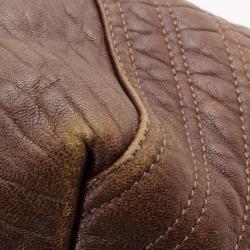 Pre Owned Fendi Brown Corded Leather Spy Satchel