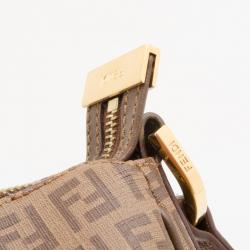 مملوكة مسبقًا Fendi Tobacco Zucchino Spalmati Clasp Detail Shoulder Bag