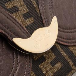 Pre Owned Fendi Zucca Canvas Leather Flap Continental Wallet