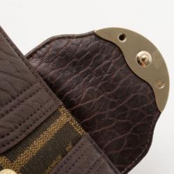 Pre Owned Fendi Zucca Canvas Leather Flap Continental Wallet