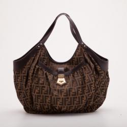 Pre Owned Fendi Brown Tobacco Zucca Canvas Chef Hobo