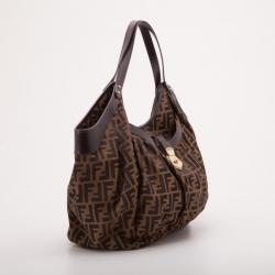 Pre Owned Fendi Brown Tobacco Zucca Canvas Chef Hobo