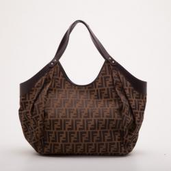 Pre Owned Fendi Brown Tobacco Zucca Canvas Chef Hobo