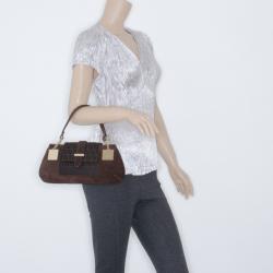 مملوكة مسبقًا Fendi Zucca Brown Suede Shoulder Bag