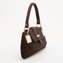مملوكة مسبقًا Fendi Zucca Brown Suede Shoulder Bag
