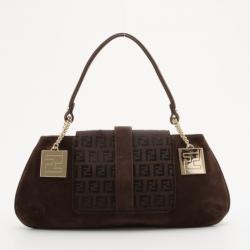 مملوكة مسبقًا Fendi Zucca Brown Suede Shoulder Bag