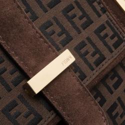 مملوكة مسبقًا Fendi Zucca Brown Suede Shoulder Bag