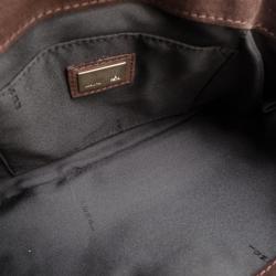 مملوكة مسبقًا Fendi Zucca Brown Suede Shoulder Bag