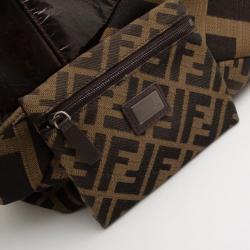 Pre Owned Fendi Tobacco Zucca Canvas Patent Satchel 