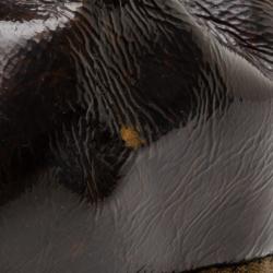 Pre Owned Fendi Tobacco Zucca Canvas Patent Satchel 