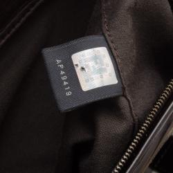 Pre Owned Fendi Tobacco Zucca Canvas Patent Satchel 