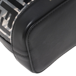 Pre Owned Fendi Black Zucca Pvc and Leather Mini Mon Tresor Drawstring Bucket Bag