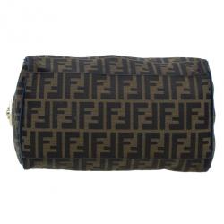 مملوكة مسبقًا Fendi Navy Blue Canvas Medium Zucca Boston Bag