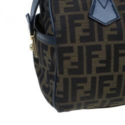 مملوكة مسبقًا Fendi Navy Blue Canvas Medium Zucca Boston Bag