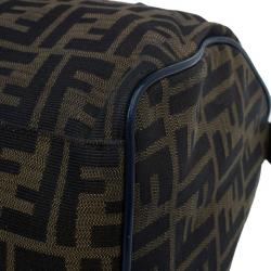 مملوكة مسبقًا Fendi Navy Blue Canvas Medium Zucca Boston Bag