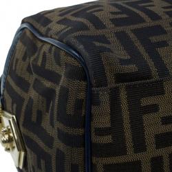 مملوكة مسبقًا Fendi Navy Blue Canvas Medium Zucca Boston Bag