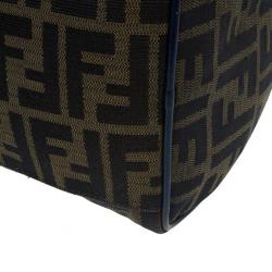 مملوكة مسبقًا Fendi Navy Blue Canvas Medium Zucca Boston Bag